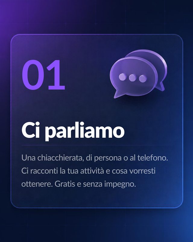 Passo 1, Ci parliamo: illustrazione con i fumetti di una chat